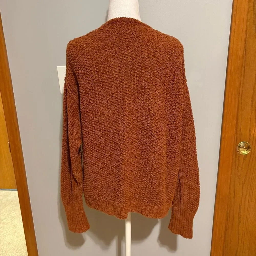 Free People Coco V-Neck twist front textured sweater terracotta size XS/S‎